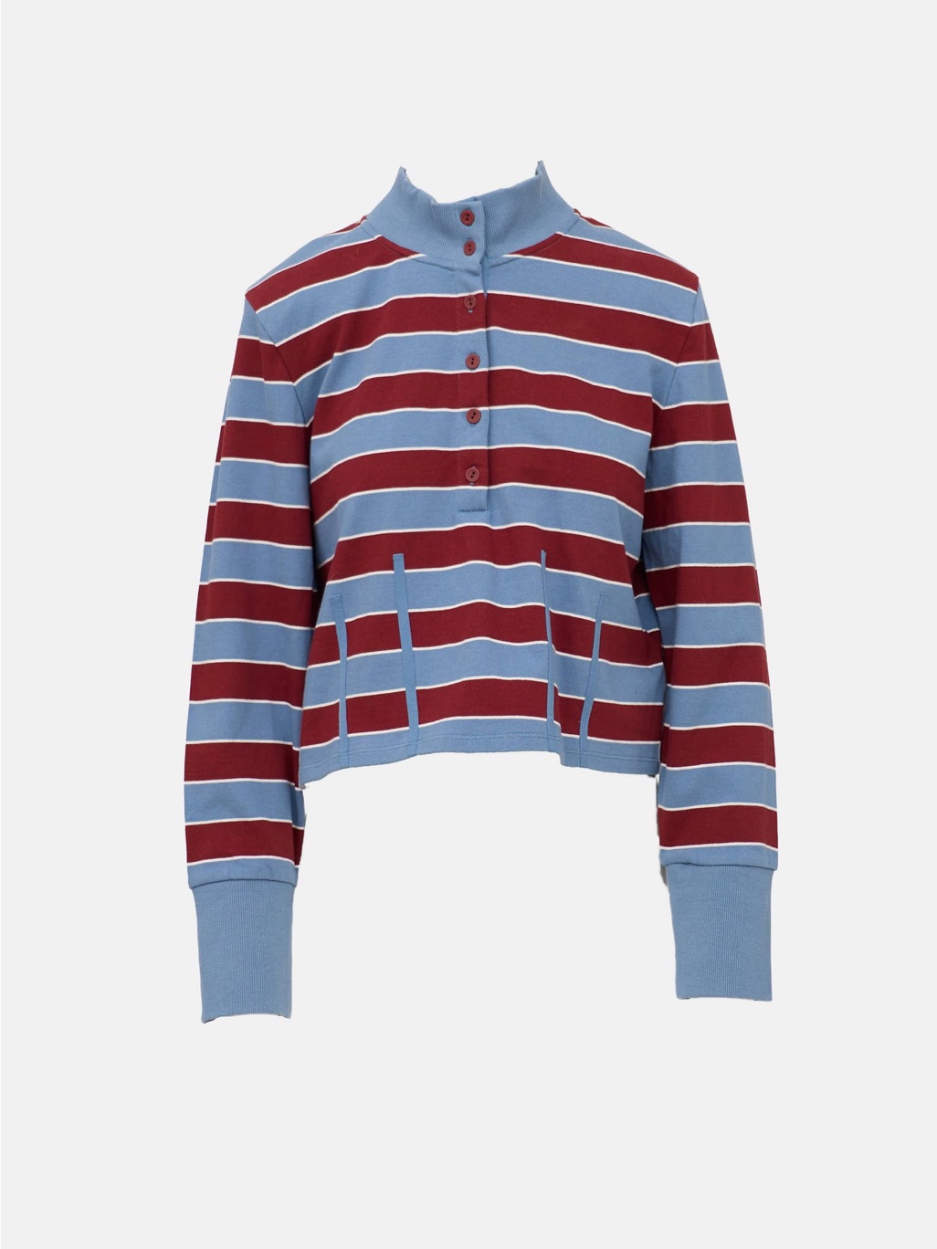 Veronica Beard Shervin Rugby-Striped Top In Oxford Blue Multi